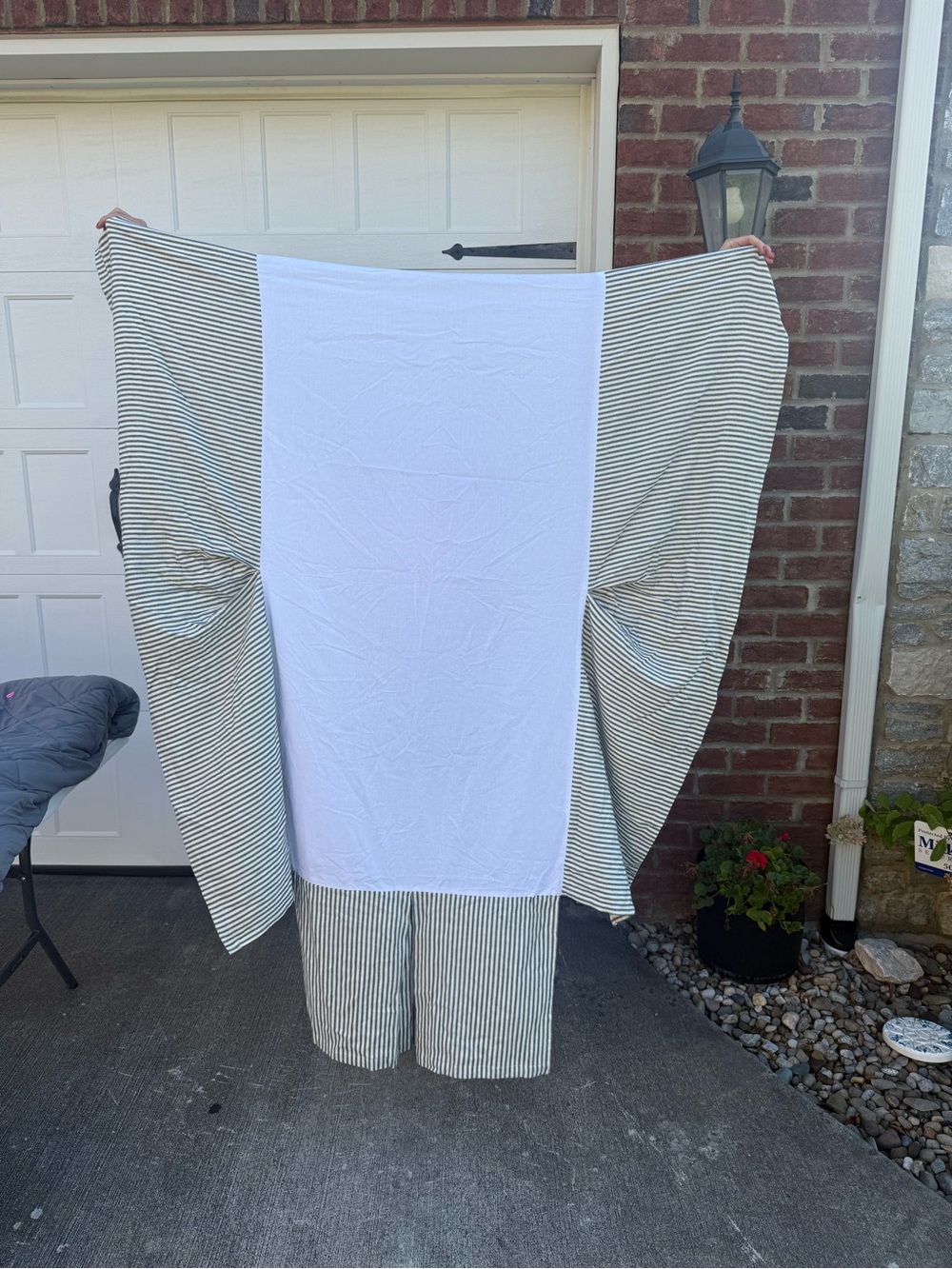 RH Baby & Child Striped Crib Skirt White Gray Restoration Hardware
